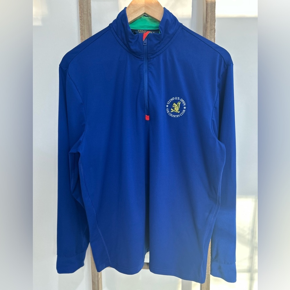 2022 US Open 122nd The Country Club Polo Golf Ralph Lauren Blue 1/4 Zip Size M